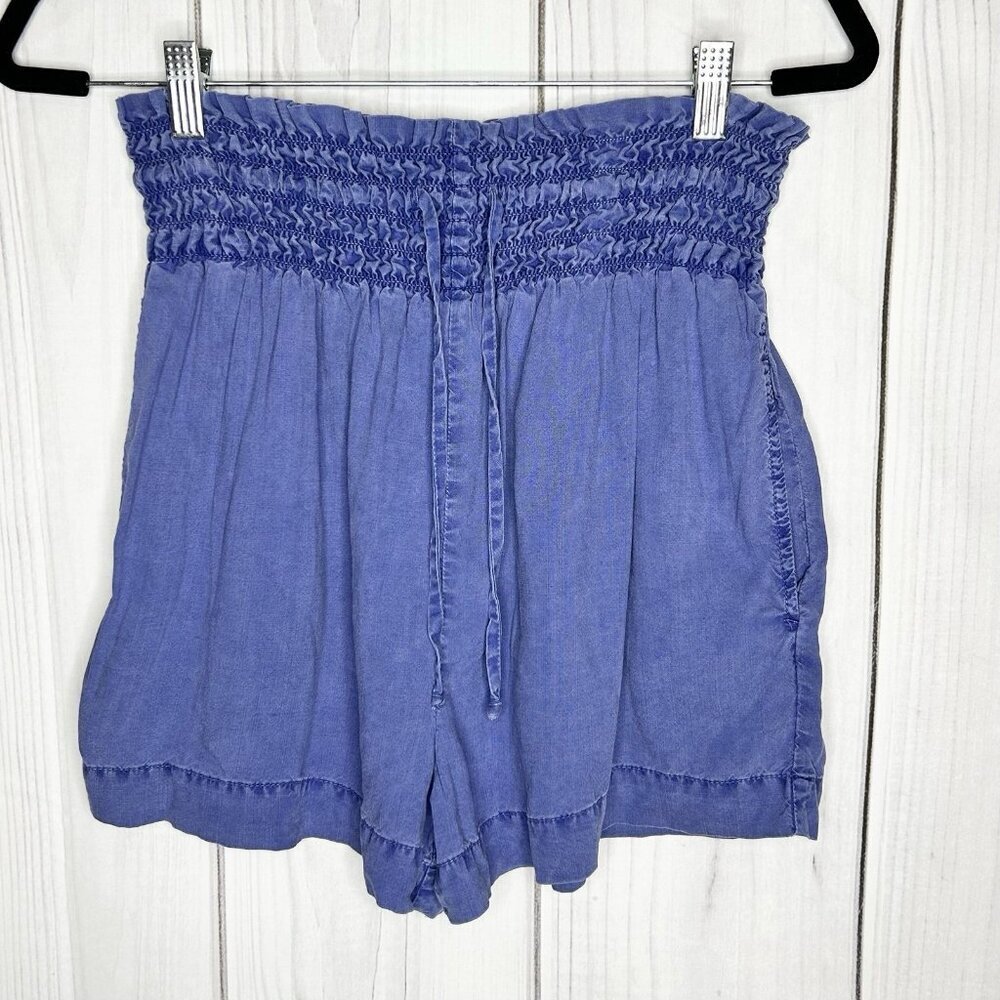 Bella Dahl Drawstring Shorts Size S (26x3) Blue High Waist Smocked Waist